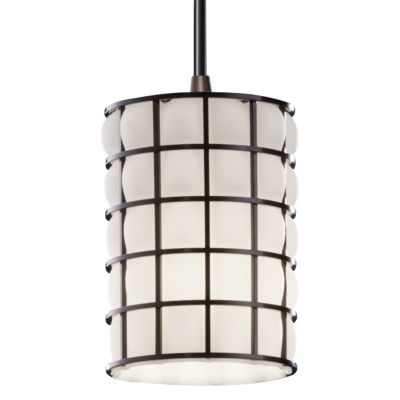 Wire Glass Opal Grid Mini Pendant by Justice Design