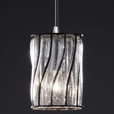Wire Glass Clear Swirl Mini Pendant by Justice Design