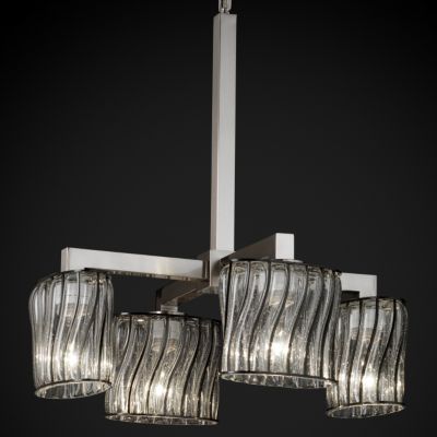 Wire Glass Clear Swirl Modular Chandelier by Justice Design