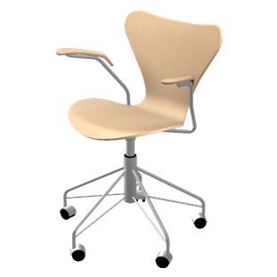 Series 7 Swivel Armchair - Natural Veneer by Fritz Hansen
