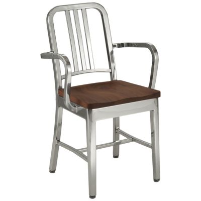 Navy Armchair with Wood Seat by Emeco