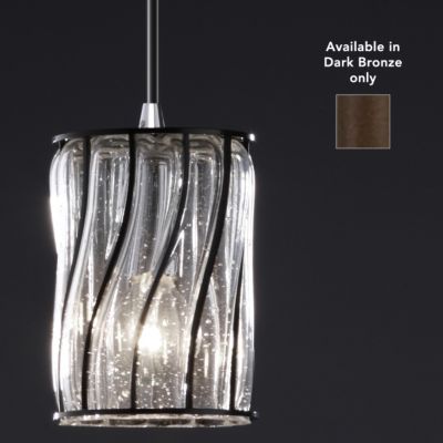 Wire Glass Clear Swirl Mini Pendant by Justice Design - OPEN BOX RETURN