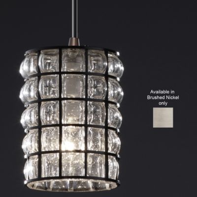 Wire Glass Clear Grid Mini Pendant by Justice Design (Nickel) - OPEN BOX RETURN