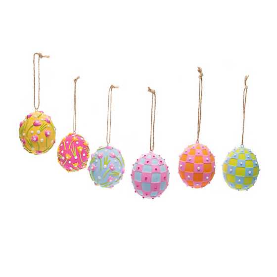 Patience Brewster Technicolor Floral & Check Eggs, Set of 6