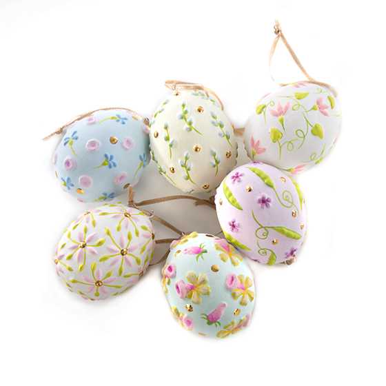 Patience Brewster Pastel Floral Eggs, Set of 6