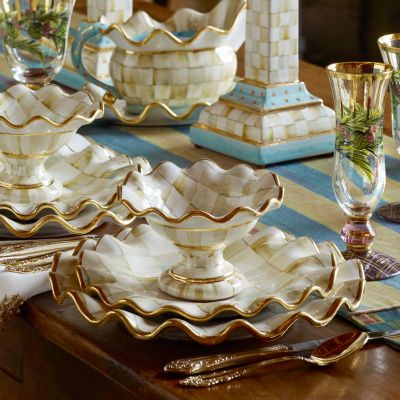 MacKenzieChilds Parchment Check Fluted Dessert Plate