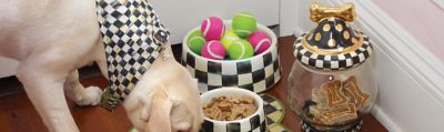 MacKenzie Childs Courtly Check Canine Cookie Jar