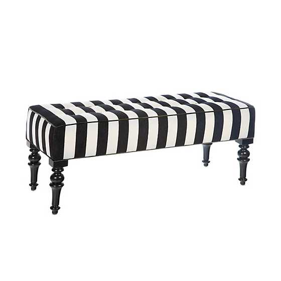Marquee Black Stripe Chenille Upholstered Bench