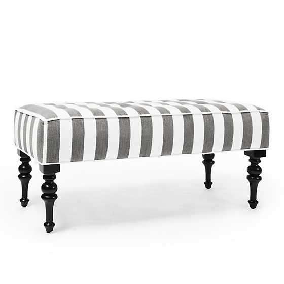 Marquee Grey Stripe Chenille Upholstered Bench