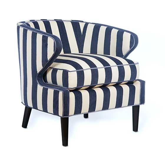 Marquee Accent Chair - Chenille Navy Stripe image two