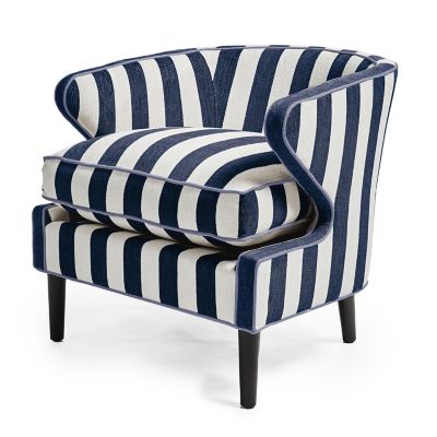 Marquee Navy Stripe Chenille Accent Chair