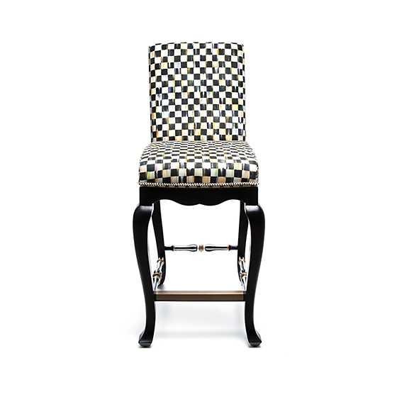 Courtly Check Black Counter Stool with Back
