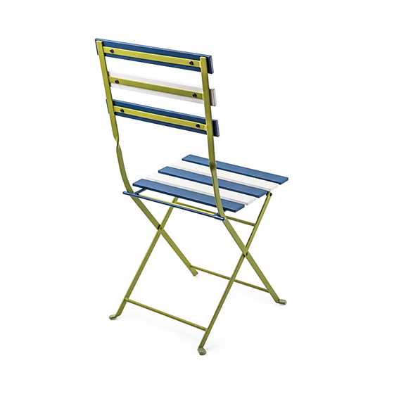 Outdoor Blue & White Metal Bistro Side Chair image three