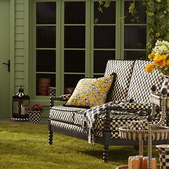 Spindle Check Outdoor Love Seat image three