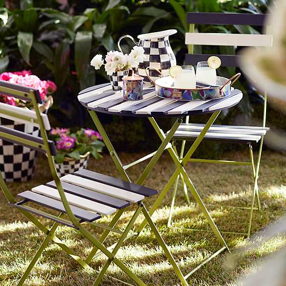 Outdoor Black & White Metal Bistro Table image two