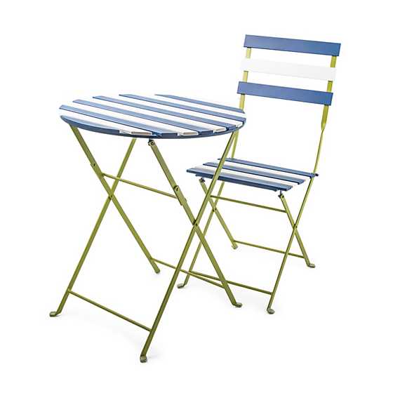 Outdoor Blue & White Metal Bistro Table image four