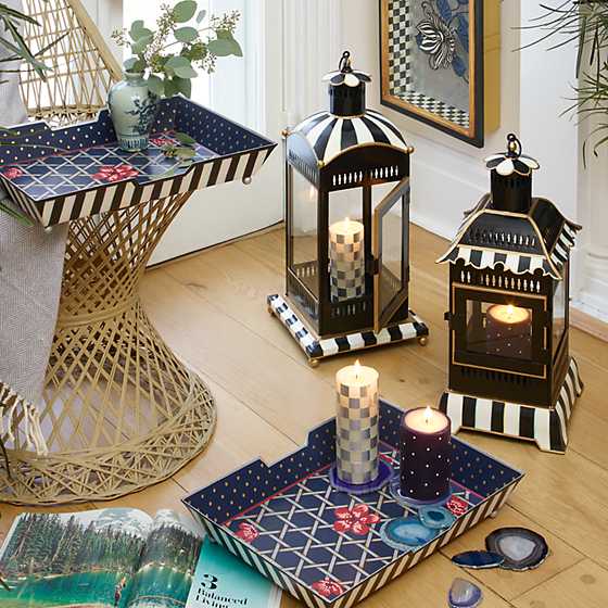 Courtly Stripe Candle Lantern - Large image five