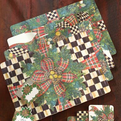 MacKenzieChilds Evergreen Cork Back Placemats Set of 4