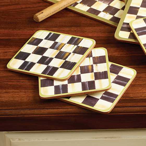 Courtly Check Cork Back Coasters - Set of 4 image three