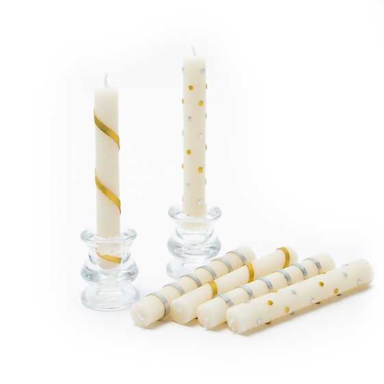Mini Gold & Silver Dinner Candles, Set of 6