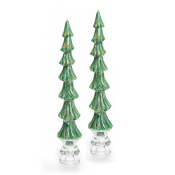 Tree Dinner Candles -12" - Green - Set of 2