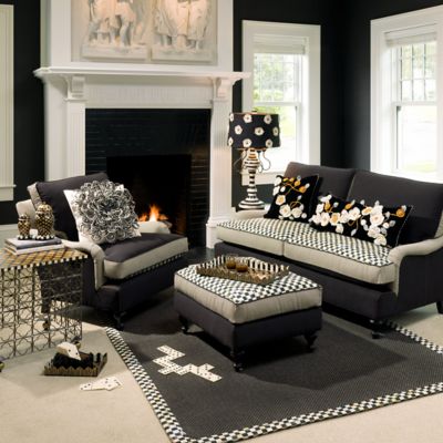 MacKenzieChilds Courtly Check Black Sisal Rug 6' x 9'