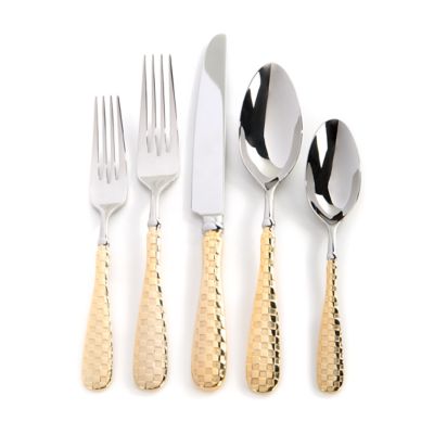Gold Check Flatware 5-Piece Place Setting