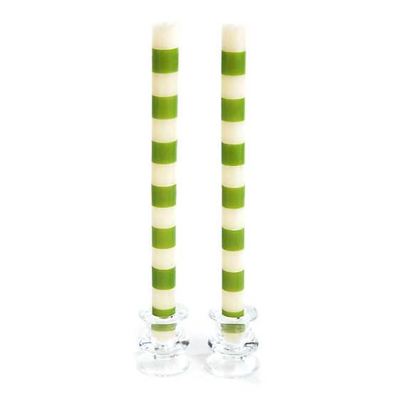 Bands Green Dinner Candles, Set of 2
