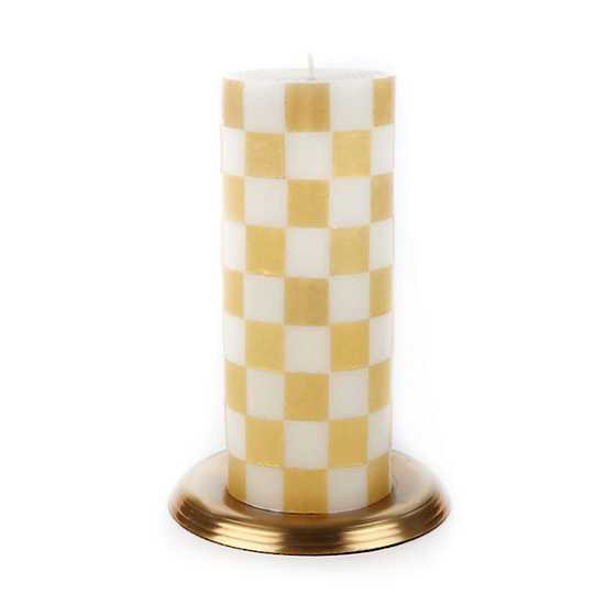 Check 6" Gold & Ivory Pillar Candle
