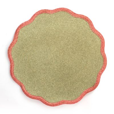 MacKenzieChilds Shimmer Scalloped Edge Placemat Leaf/Red