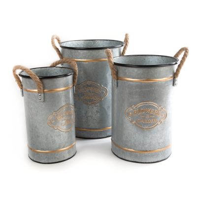 MacKenzieChilds Flower Garden Buckets Set of 3