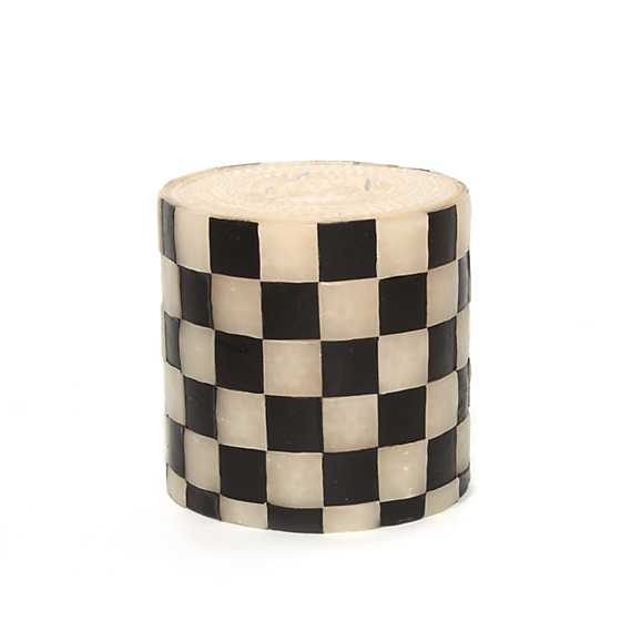Checker Pillar Candle - 5" - Black & White image two