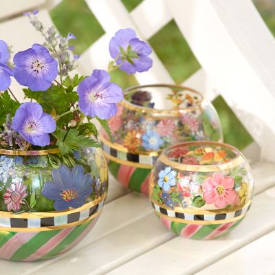 MacKenzieChilds Flower Market Glass Globe Vase Small
