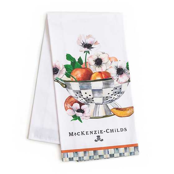 Peaches & Anemones in Colander Dish Towel image two