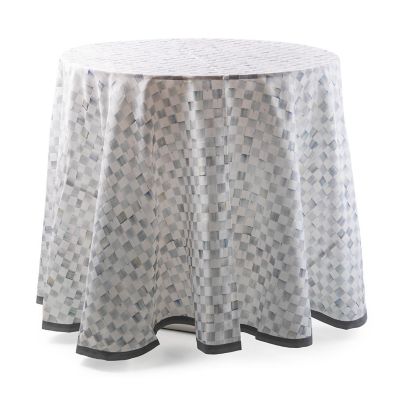 Sterling Check 90" Round Tablecloth