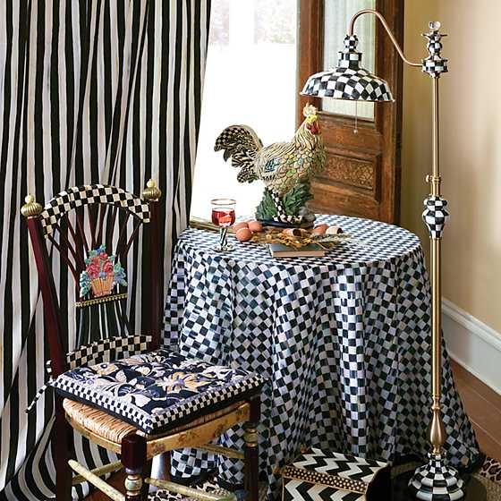 90" Round Courtly Check Tablecloth - Black Trim image five