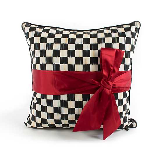 Courtly Check Red Sash Throw Pillow