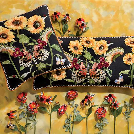 Monarch Butterfly Square Pillow - Black image two