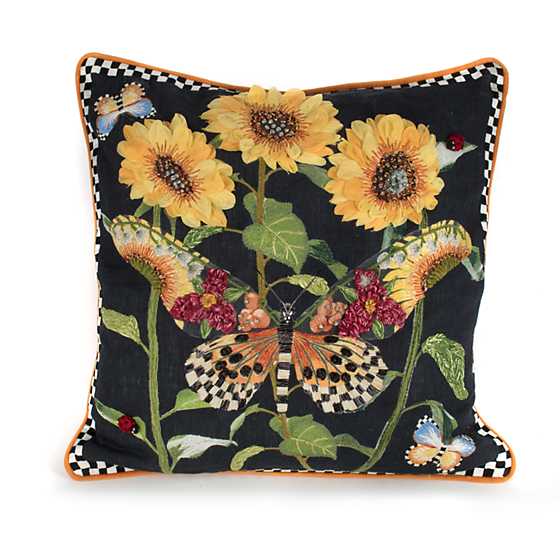 Monarch Butterfly Black Square Pillow