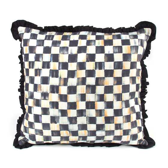 Courtly Check Ruffled Square Throw Pillow