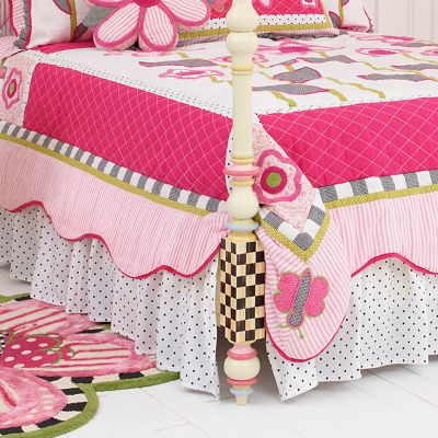 MacKenzieChilds Black & White Polka Dot Dust Ruffle Twin