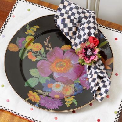 MacKenzieChilds Flower Market Charger/Plate Black