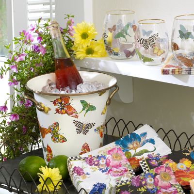 MacKenzieChilds Butterfly Garden Wine Cooler White