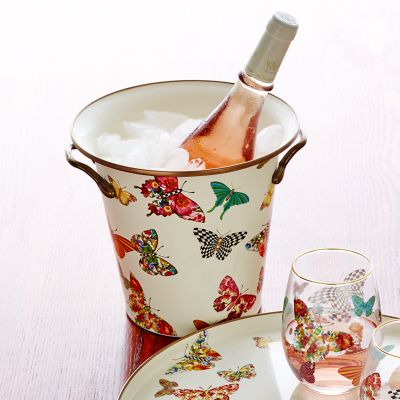 MacKenzieChilds Butterfly Garden Wine Cooler White