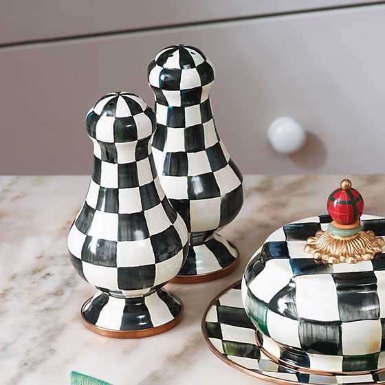 Courtly Check Enamel Large Salt & Pepper Shakers image three