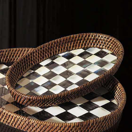 Courtly Check Rattan & Enamel Tray - Small image two