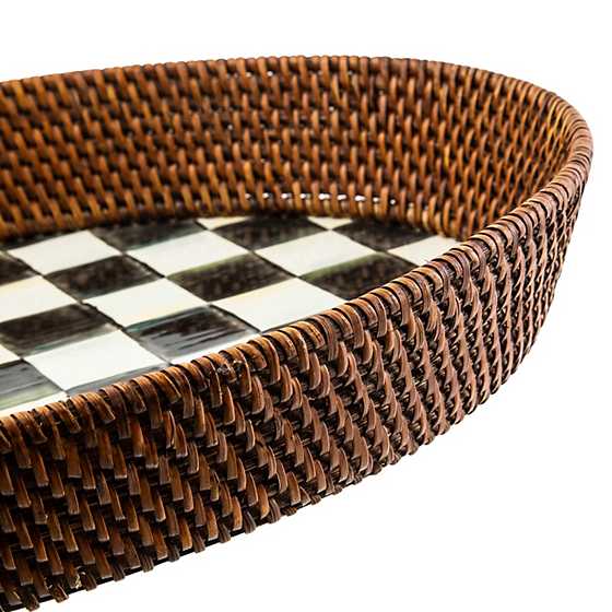 Courtly Check Rattan & Enamel Tray - Large image eleven