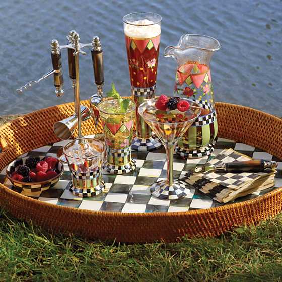 Courtly Check Rattan & Enamel Party Tray image two