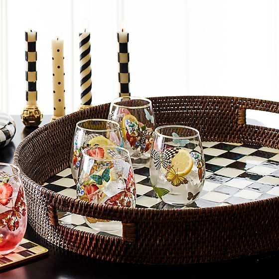 Courtly Check Rattan & Enamel Party Tray image four
