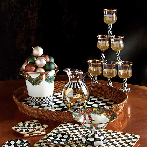 Courtly Check Rattan & Enamel Party Tray image nine